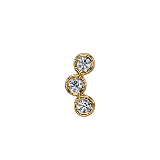 Pin with Tri Bezel Arc - 3x 1mm Round Bezels in a Curved Shape - Pin On Back Of Center Bezel