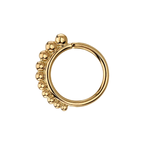Mera - Seam Ring with Graduating Beads Halfway Along Ring - Seam Placed Next to Largest Bead
