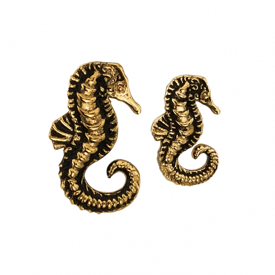 Charm - Seahorse - 7mm - 3x Jump Rings to Attach to Navel Facing Ring - FACING TO THE RIGHT - NO ANTIQUE