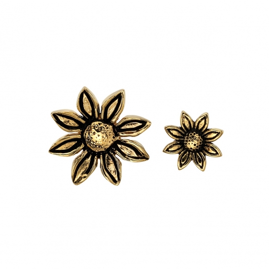 Threaded End with Golden Sunflower - 11mm - ANTIQUED FINISH
