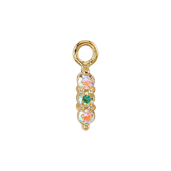 Charm with 8mm Linear 5 Prong Cluster - 1.5mm Gems - Jump Ring to Attach to Navel Facing Ring