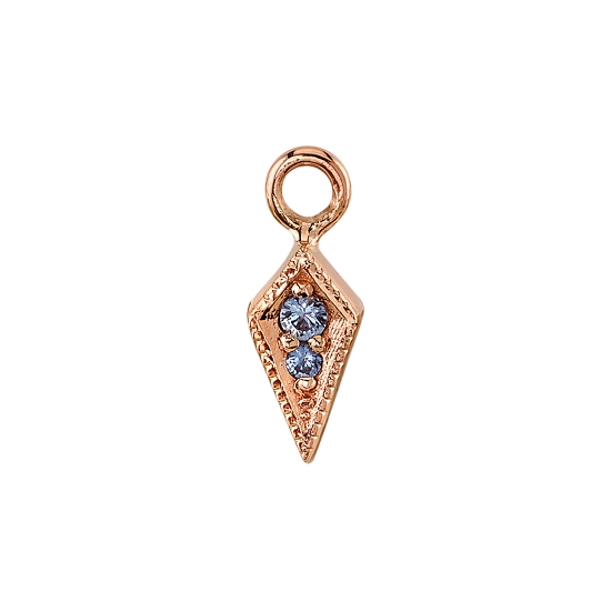 Charm with Dario - 6x3mm - Kite Shape with 1.25mm & 1mm Gems - MILLGRAIN EDGES - Jump Ring Attached to Top of Kite - To Fit Navel Facing Ring