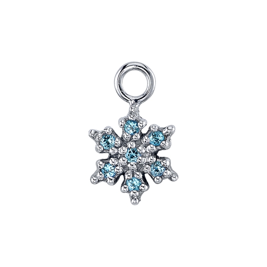 Charm with Micro Pave Snowflake - 6mm - Jump Ring to Attach to Navel Facing Ring