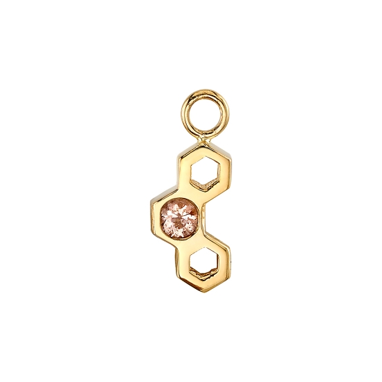 Charm with CABOCHON 7mm Honeycomb - Jump Ring to Attached to Edge - To Fit Navel Facing Ring