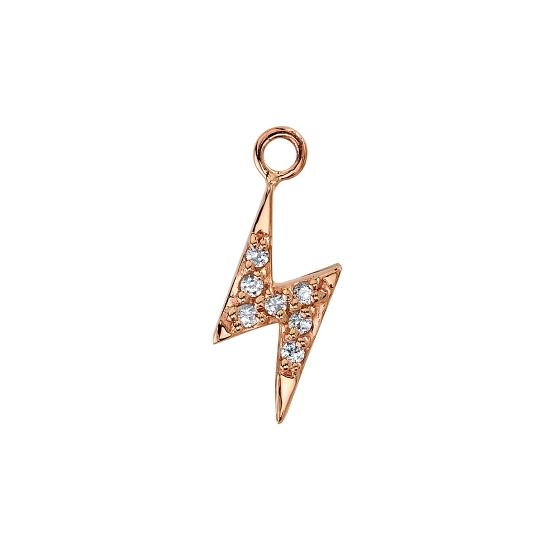 Charm with 9.5mm Micro Pave Lightning Bolt - Jump Ring to Attach to Navel Facing Ring - BOTTOM POINT ON THE RIGHT