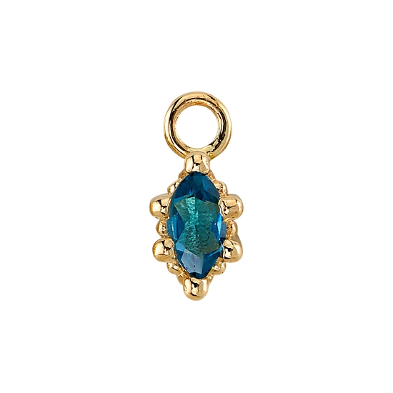 Charm with Marquise Crown Prong - 3x1.5mm Gem - Jump Ring to Attach to Navel Facing Ring