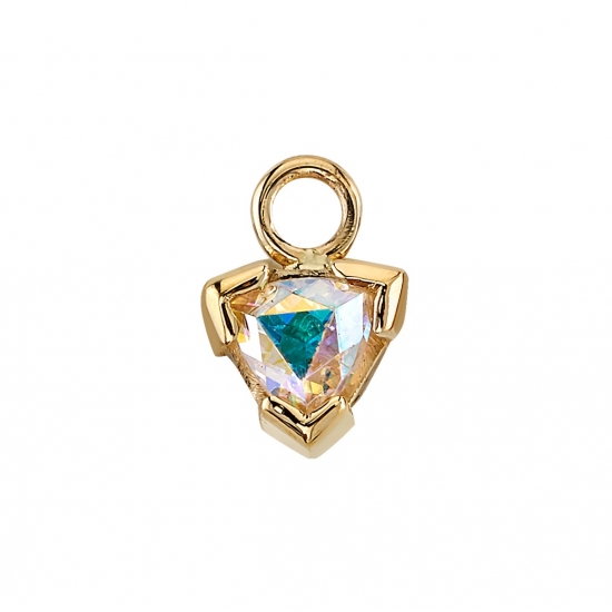 Charm with Trillion V-Prong Half Bezel - 3mm - Jump Ring to Fit 16GA - Trillion Point Down