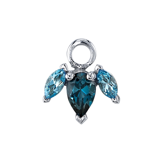Charm with Alana Fan - 3x1.5mm Marquise Outer with 4x2.5mm Pear Center - Jump Ring to Attach to Navel Facing Ring - Jump Ring Attached to Center Gem - POINTS DOWN