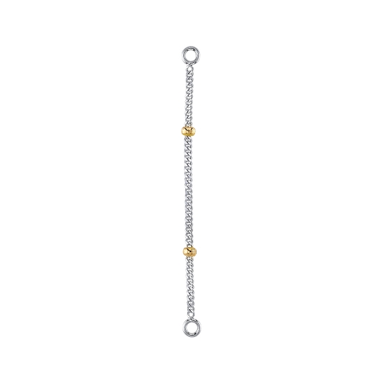 Charm - Avona - 1x Length of .9mm WHITE GOLD Curb Chain with 1.75mm YELLOW GOLD Beads Spaced Out Evenly - 10mm - Jump Ring To Fit Navel Facing Ring