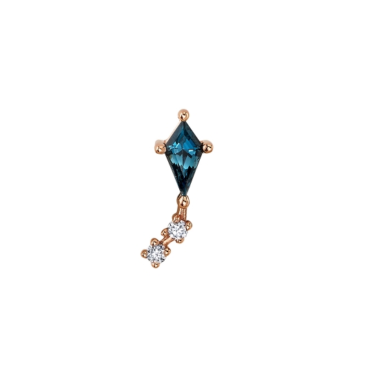 Charm with Aloft - 7x3mm - TAIL CURVED TO THE LEFT - 3x Jump Rings to Fit 14GA Navel Facing Ring