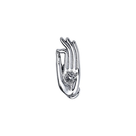Charm with Meditate - 9.4mm - Hand with Raised Flower - RIGHT HAND - Jump Ring to Fit 16GA Navel Oriented Ring - JUMP RING ATTACHED TO FINGERTIPS
