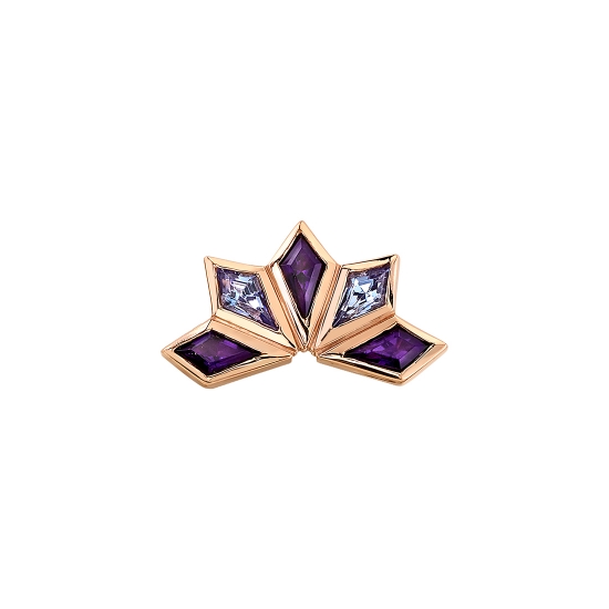 Threaded End with Jezebel - 13x6.5mm - 5x 4x2mm Kite Gem Bezels - ALTERNATING GEMS