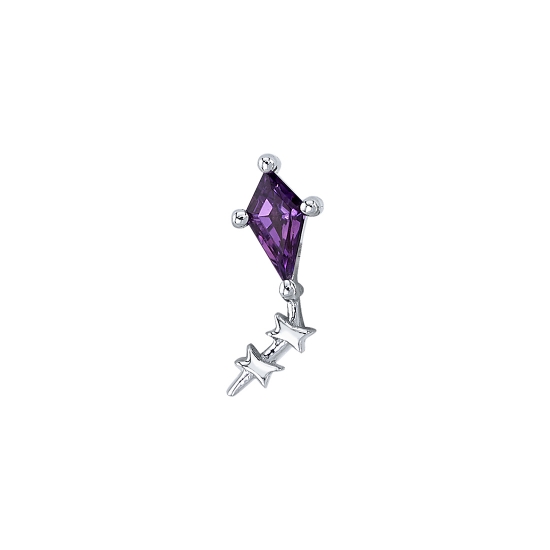 Charm - Hang On! - 7x3mm - 4x2mm Kite Prong With Tail - TAIL CURVED TO THE LEFT - 3x Jump Rings to Fit Navel Oriented Ring