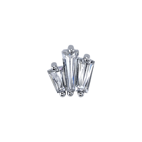Threaded End with Labels Or Love - Graduating Tapered Baguette Fan - 3 Gems - 3x2x1mm, 5x2x1mm, 4x2x1.5mm - Graduates to the RIGHT