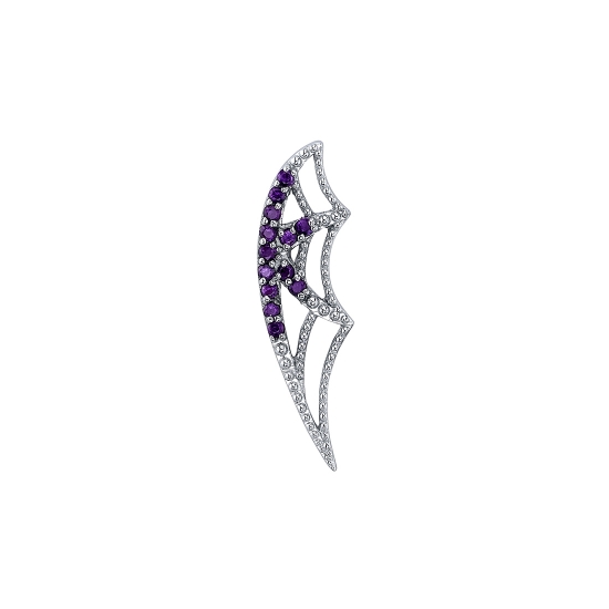 Double Threaded End - Charlotte's Web with Gems - 20x6mm - Curve ON the Left - 13x 1mm Prongs Along Webbing - Threads Behind 3rd and 9th Gem - FOR RIGHT EAR