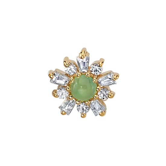 Pin with Raised Edge Lotus Flower - 5mm - 1.5mm Gem in Center