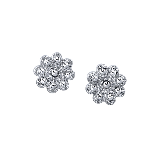 Pin with 9 Gem Millgrain Flower - 5.5mm - 1mm Gems