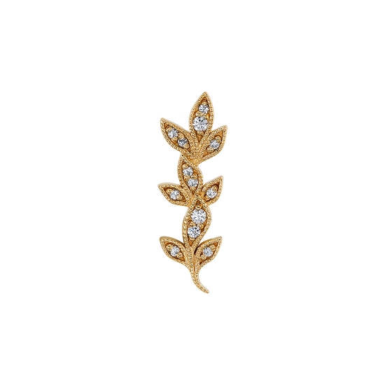 Threaded End - Medium Wisteria - 13x6mm - Vine With 1x 1.5mm and 7x 1mm Gems - Millgrain Edges