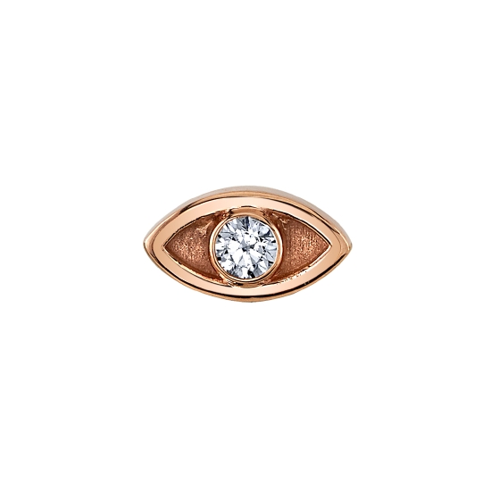 Threaded End - Jinx - 6.5x3.5mm - Evil Eye with Single Bezel - 1.5mm Gem - Raised Edges & Sandblasted Hollows