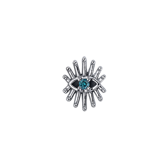 Charm with Trixy - 5x4mm - Eye with 1mm Prong Center and Graduating Rays - Jump Ring to Attach to Navel Facing Ring