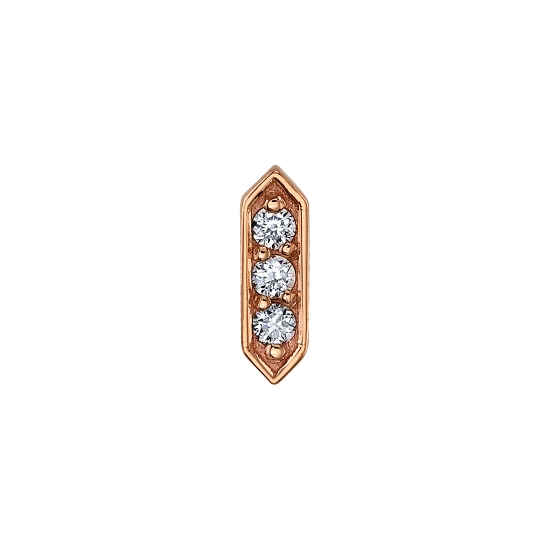 Pin - Sillan - 6x2mm - Linear Tri Prong with Pointed Edge Detail - 1.25mm Gems