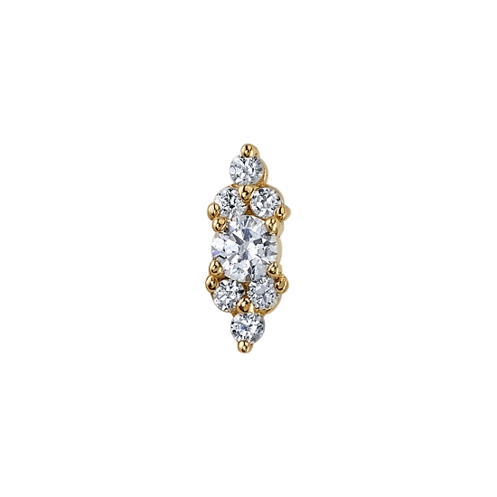 Pin with Embrace - 2mm Round Prong Center with 2x Tri Prong Clusters - 1mm Gems