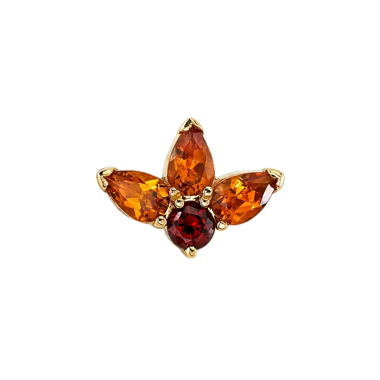 Threaded End - Miss You - 8x5mm - Pear Fan with (3) 3x2mm Pear V Prongs and 2mm Round Prong Below
