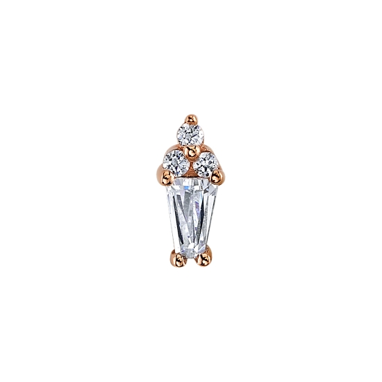 Pin with Mirran - 3x2x1mm Baguette Prong with 1mm Tri Prong Accent