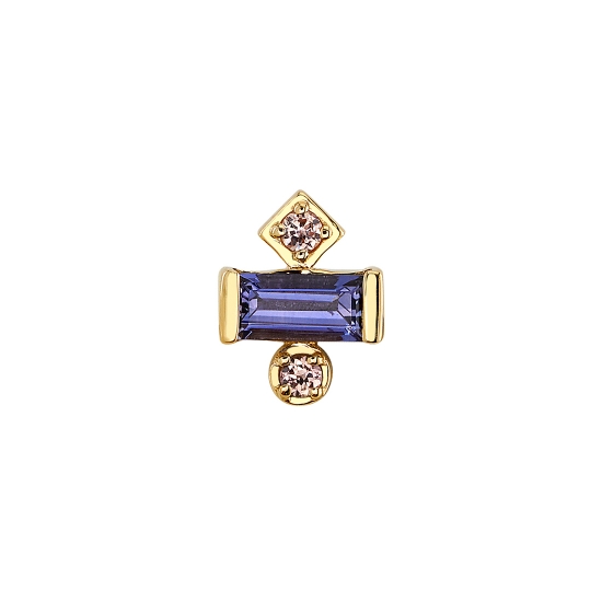 Threaded End - Tesla Babe - 6x5mm - 4x2mm Baguette Bar Setting With Square Illusion Above and Round Illusion Below - 1.25mm Gems