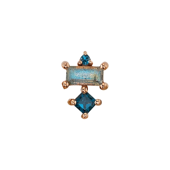 Threaded End Tetra - 7x5mm - 4x2mm Baguette 4 Prong With 1mm Round Prong Above and 2mm Princess Prong Below