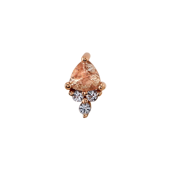 Charm - Tau - 3mm Trillion Prong with 1.25mm Tri Prong Accent - Jump Ring to Fit Navel Oriented Ring