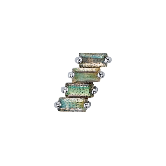 Threaded End with Liara 4 - RIGHT ASCENDING - 8x8mm - 4x 4x2mm Straight Baguette Gems