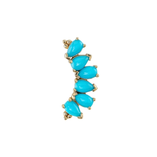 Threaded End - 5 Gem Nalani - 12x3.5mm - Strip of (5) 3x2mm Alternating Pear Prongs with Tiny Bead Accents - ALTERNATING GEMS