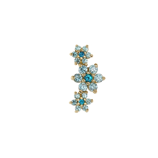 Threaded End - Estrella - 12x6mm - Cluster of 3 Flower 2 - 14x 1mm Gems and 7x 1.5mm Gems