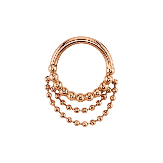 Seam Ring - Feel The Spin - Row of Tiny Beads with 2x Bead Chains Below - NIPPLE ORIENTATION