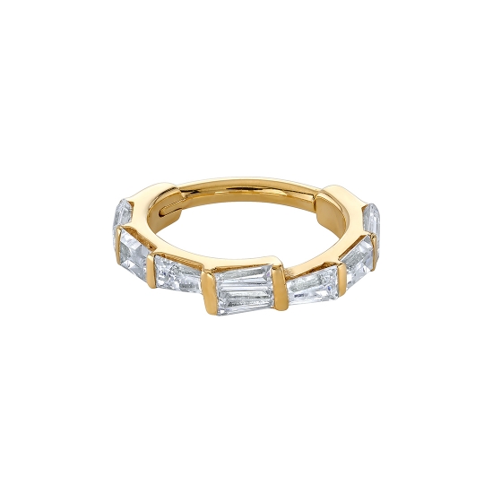 Crazy For You - Bypass Hinge Ring with (2) 3x2mm Straight Baguette, (2) 3x2x1.7mm Tapered Baguette, (2) 2.25x1.75x1.25 Tapered Baguette, (2) 2x1.3x1mm Tapered Baguette - 16GA Hinge Closure