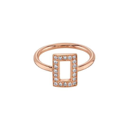 Lamenna Fixed Ring - 7.5x5.5mm Open Rectangle with 20x 1mm Gems Curved For Ring