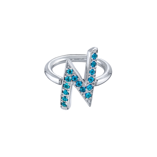Fixed Ring with Palmira - Double Slash Shape with15x 1mm Prongs