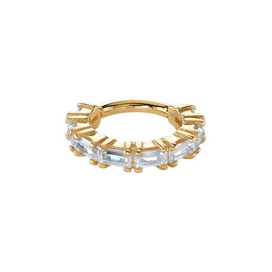 True Blue - Hinge Ring with (8) 3x1.5mm Straight Baguettes - 16GA Hinge Closure