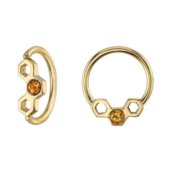 Pin with Honeycomb - 7mm - 2mm Gem in Center