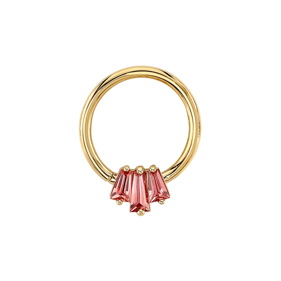 Pin with Mini Oceane 3 - 3.5x4mm 3 Gem Tapered Baguette Fan - 2x1.3x1mm Outer with 2.5x1.3x1mm Center