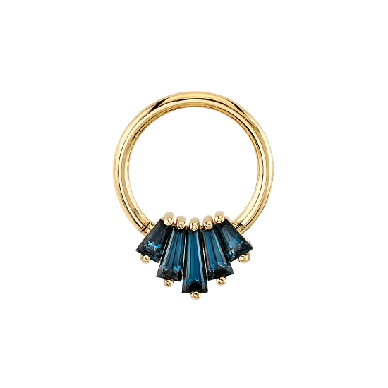 Threaded End with Oceane 5 - 6x8.5mm 5 Gem Tapered Baguette Fan - 5x2x1mm x 4x2x1.5mm x 3x2x1mm Gems