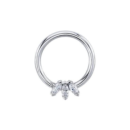 Charm with Marquise Fan - 3x1.5mm Gems - Jump Ring to Attach to Navel Facing Ring - Jump Ring Attached to Center Marquise, POINTS DOWN