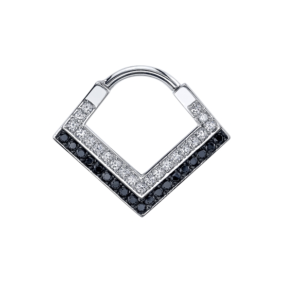 Nairobi Dual - V Shaped Hinge Ring with 2 Rows of 1.25mm Prongs - 34 Gems Total - 16GA Hinge Closure