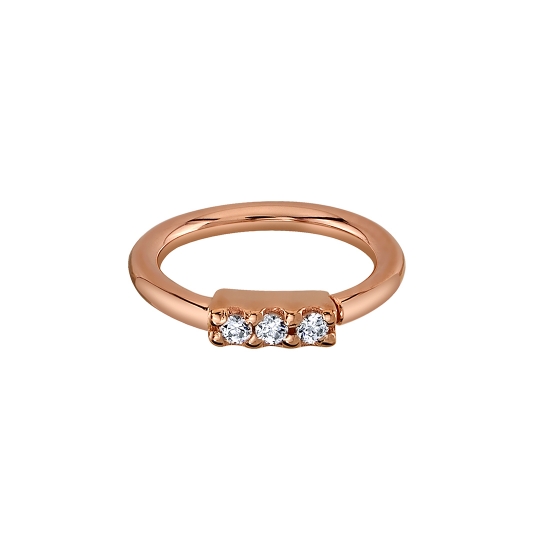 NAVEL Oriented 3 Gem Blaze - Fixed Ring with 3x 1.5mm Prong Set Gems - PRONGS AS PART OF THE RING