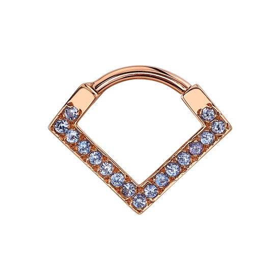 Nairobi - V Shaped Hinge Ring with Single Row of 17x 1.25mm Prongs - 16GA Hinge Closure