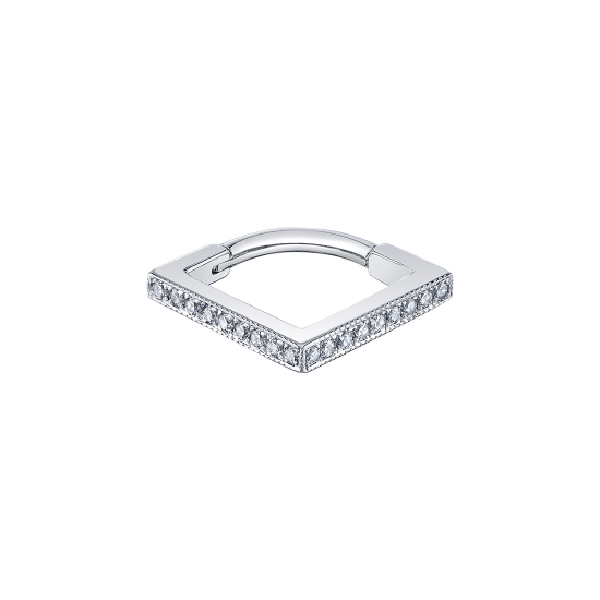 Helsinki - V Hinge Ring with Navel Oriented Row of 22x 1mm Prongs - 16GA Hinge Closure