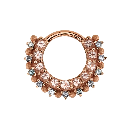 Horizon - Hinge Ring with Row of 2mm Gems Inside and 1.25mm Gems Outside with Bead Accents Between Settings - SANDBLAST BEAD ACCENTS ONLY