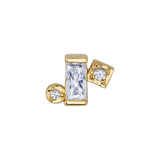 Threaded End - Tyco - 6x5mm - 4x2mm Baguette Bar Setting With Offset Square Illusion Above and Round Illusion Below - 1mm and 1.25mm Gems