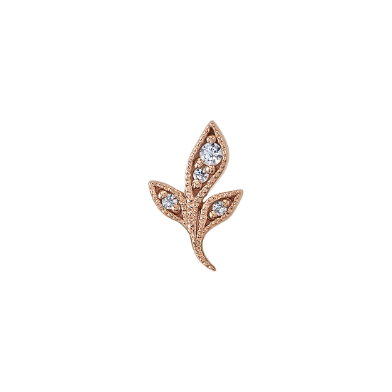 Threaded End - Mini Wisteria - 10x6mm - Vine With 1x 1.5mm and 3x 1mm Gems - Millgrain Edges - CURVED TO THE RIGHT